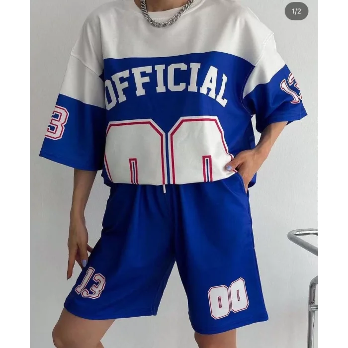 Arnay Unisex Dijital Baskılı Şortlu Takım - Mavi