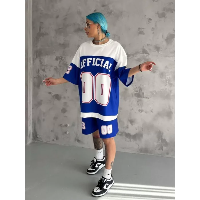 Arnay Unisex Dijital Baskılı Şortlu Takım - Mavi