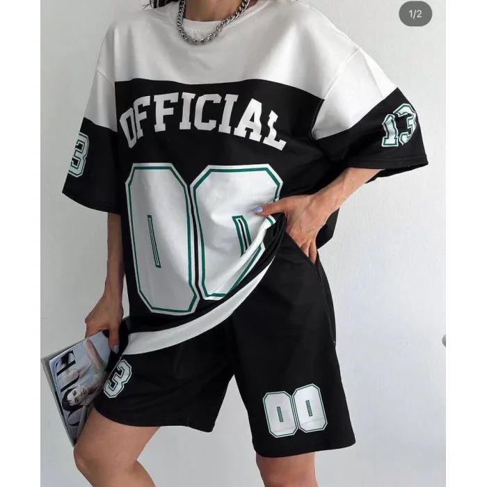 Arnay Unisex Dijital Baskılı Şortlu Takım - Siyah