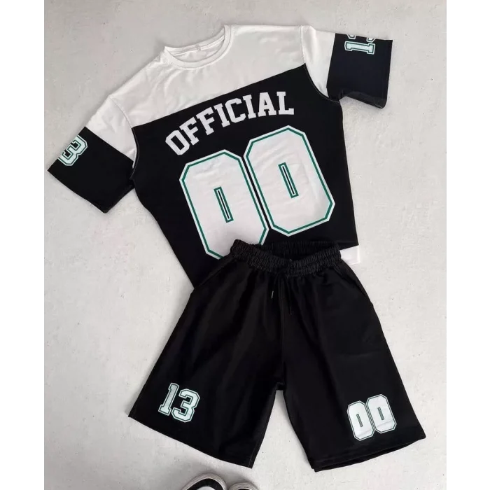 Arnay Unisex Dijital Baskılı Şortlu Takım - Siyah