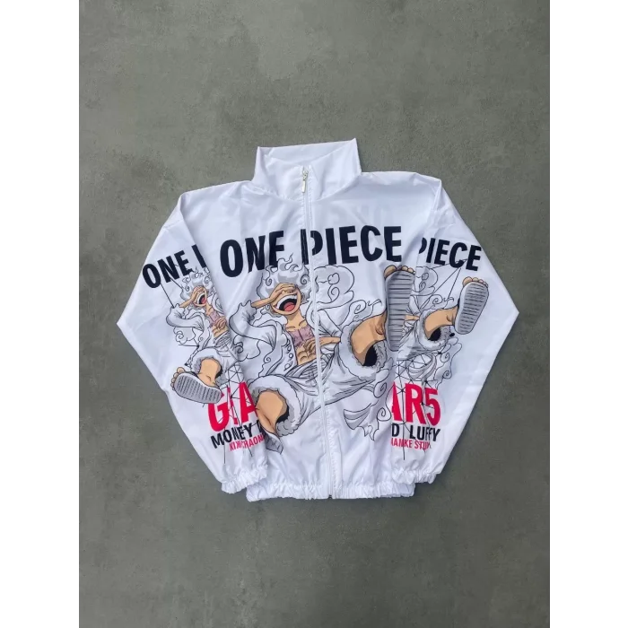 Arnay Unisex Fermuarlı Dijital Baskılı Rüzgarlik - Beyaz