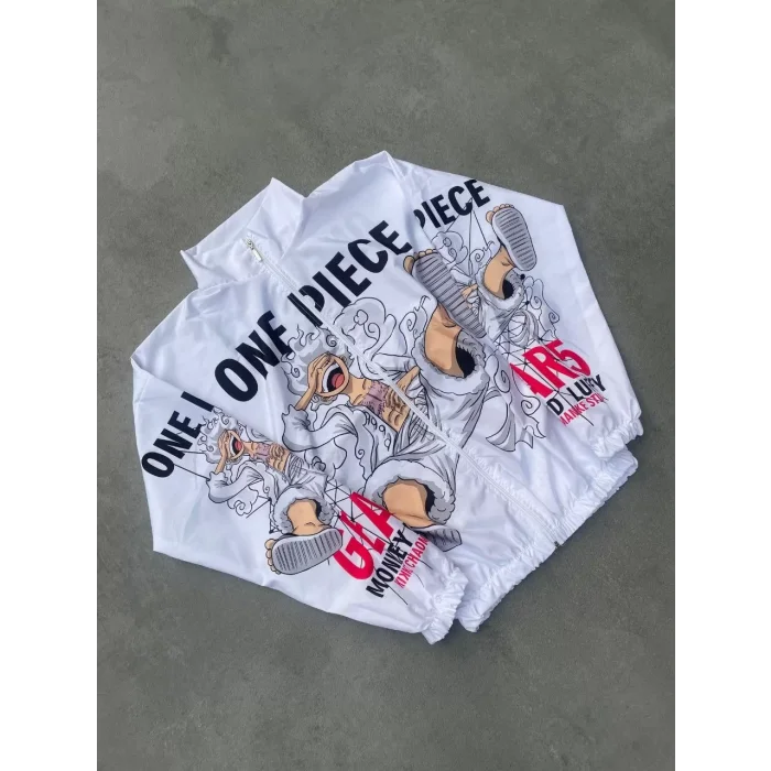 Arnay Unisex Fermuarlı Dijital Baskılı Rüzgarlik - Beyaz