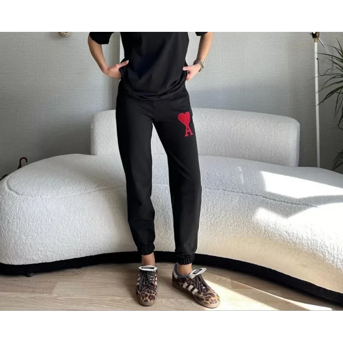 Arnay Unisex İki İplik Baskılı Oversize Eşofman Altı - Siyah