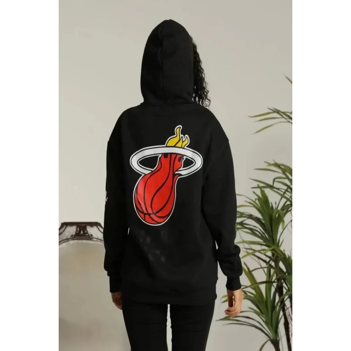 Arnay Unisex Kapşonlu Baskılı Sweetshirt - Siyah