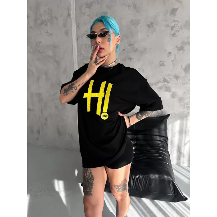 Arnay Unisex Nakış İşlemeli T-shirt - Siyah