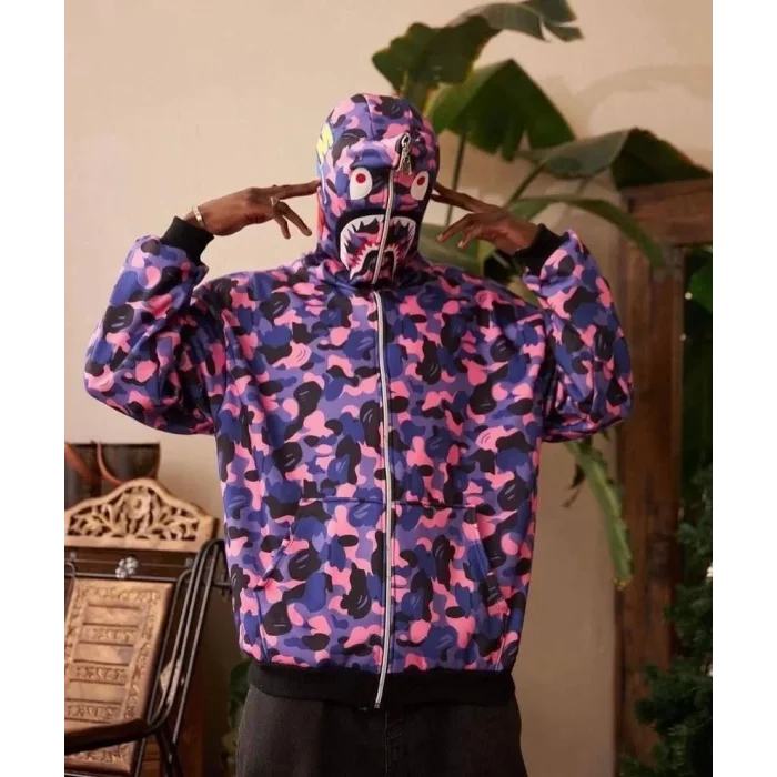 Arnay Unisex Pubg Bape X Shark Hoodie - Mor