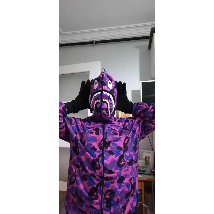 Arnay Unisex Pubg Bape X Shark Hoodie - Mor