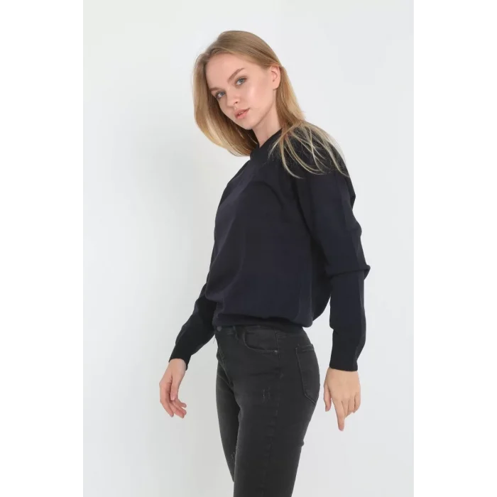 Arnay Unisex Uzun Kol Biskilet Yaka Dokuma Triko - Indigo