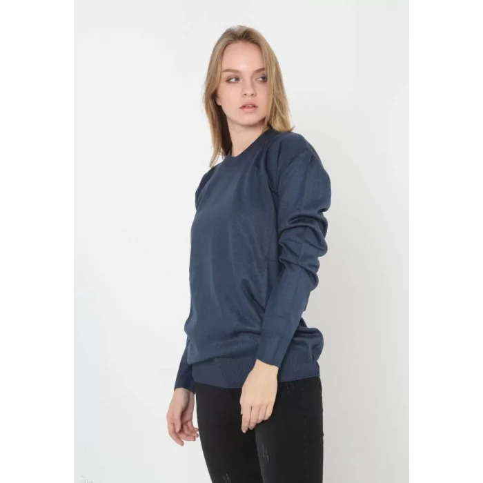 Arnay Unisex Uzun Kol Biskilet Yaka Dokuma Triko - Lacivert