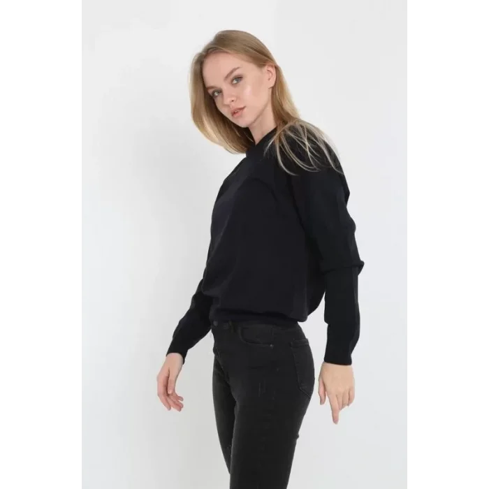 Arnay Unisex Uzun Kol V Yaka Triko Kazak - Siyah