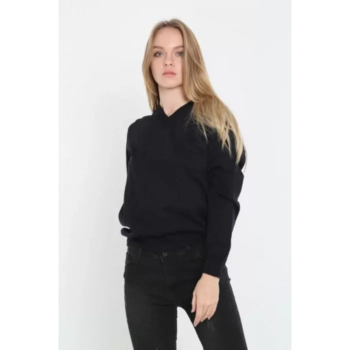 Arnay Unisex Uzun Kol V Yaka Triko Kazak - Siyah