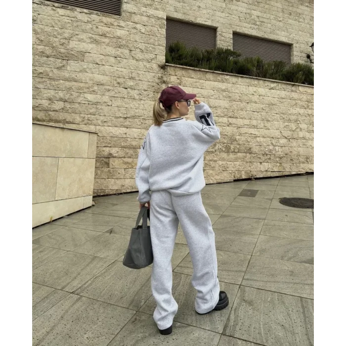 Arnay V Yaka Üç İplik Sweat Takım - Gri