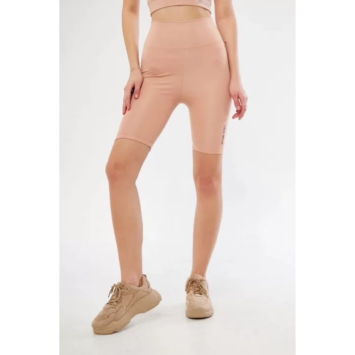 Arnay Yüksel Bel Dalgıç Biker Şort - Bej