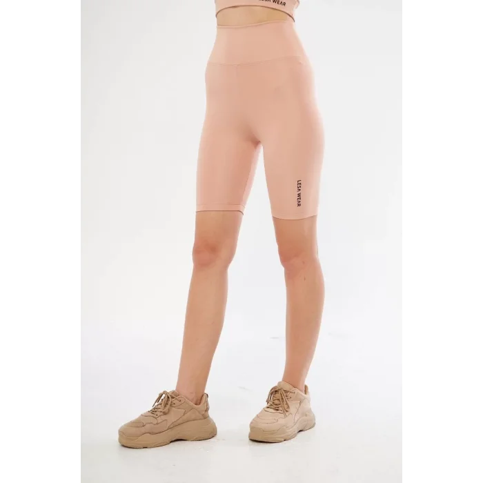 Arnay Yüksel Bel Dalgıç Biker Şort - Bej