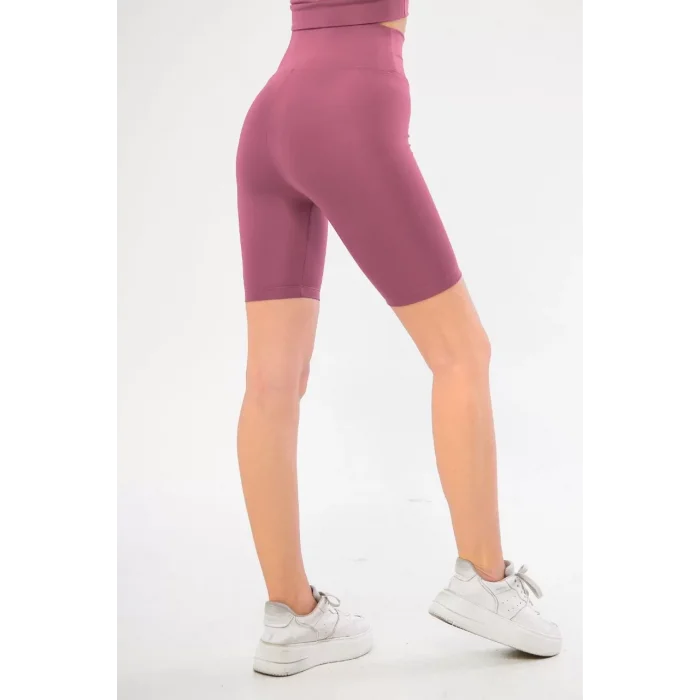 Arnay Yüksel Bel Dalgıç Biker Şort - Mor