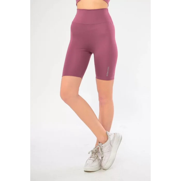Arnay Yüksel Bel Dalgıç Biker Şort - Mor