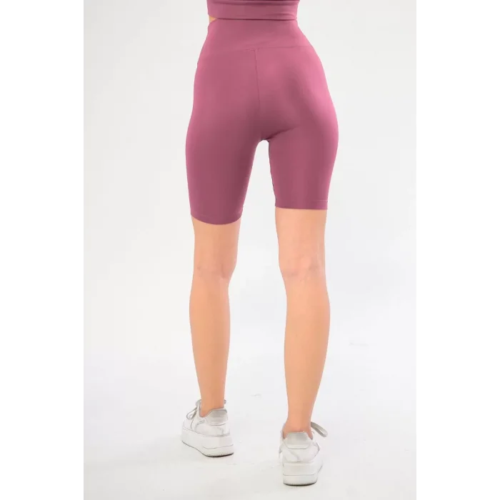 Arnay Yüksel Bel Dalgıç Biker Şort - Mor