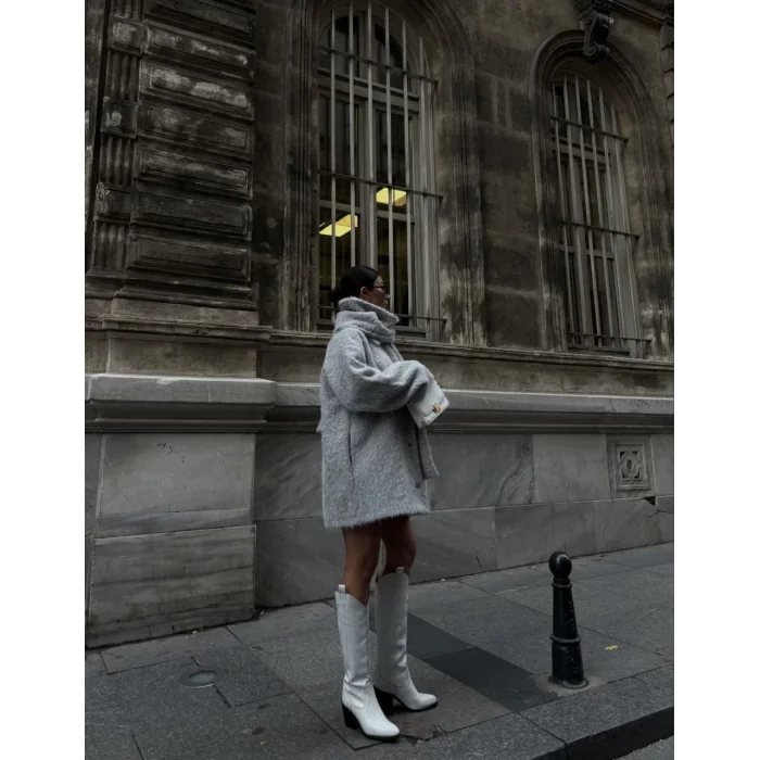 Arnay Yün Cıkartılabilen Atkılı ,kaban İkili Takım - Gri