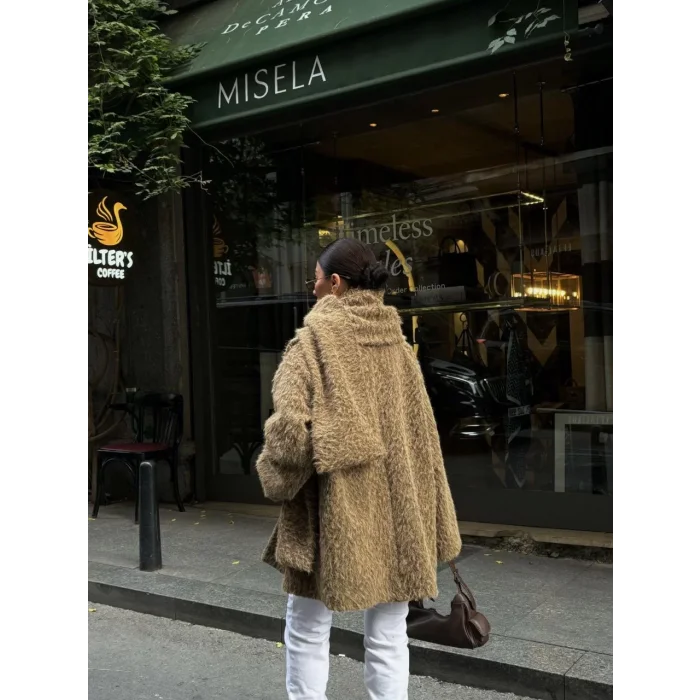 Arnay Yün Cıkartılabilen Atkılı ,kaban İkili Takım - Kahve