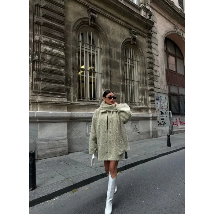 Arnay Yün Cıkartılabilen Atkılı ,kaban İkili Takım - Su Yeşili