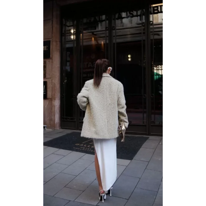 Arnay Yün Keçe Görünümlü Blazer Ceket Kaban - Çimen Yeşili