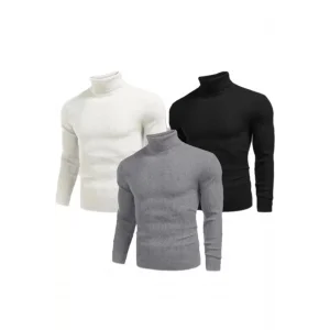 Arnay 3 Adet Unisex Kaşkorse Boğazlı Full Likralı Fitilli Body Kazak