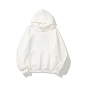 Arnay 3 İplik Pamuklu Unisex Kapşonlu Sweetshirt - Beyaz