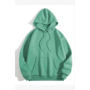 Arnay 3 İplik Pamuklu Unisex Kapşonlu Sweetshirt - Mint Yeşili