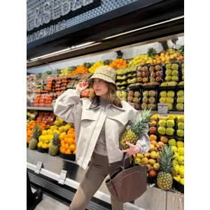 Arnay Çift Yakalı Ceket Mont - Beyaz