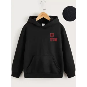 Arnay Çocuk Unisex Kapüşonlu Hey Its Me Baskılı Sweatshirt - Siyah