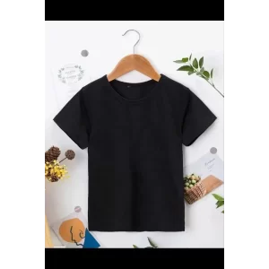 Arnay Çocuk Unisex Kapüşonlu Özel Tasarım Basic Tshirt - Siyah