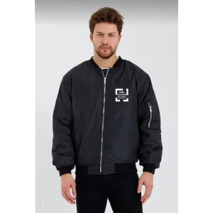 Arnay Erkek Düz Özel Tasarım Bomber Ceket - Siyah