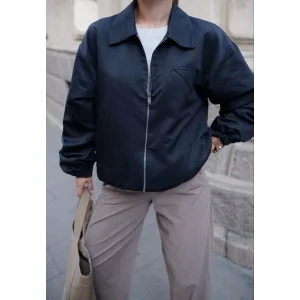 Arnay Fermuarlı Gömlek Yaka Bomber Ceket - Siyah