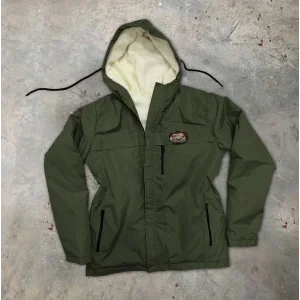 Arnay Fermuarlı Uzun Kol  Kapüşonlu İçi Kürklü Mont - Haki