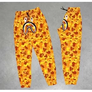 Arnay İki İplik Mevsimlik Bape Nakişli Eşofman Pantolon - Sarı
