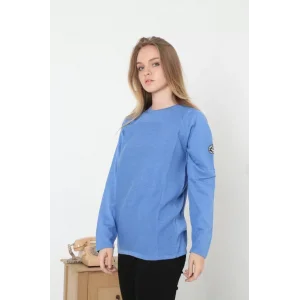 Arnay Kadın Biskilet Yaka Kolu Armalı - Mavi