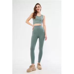 Arnay Kadın Crop Tayt İkili Spor Takımı - Buz Mavisi