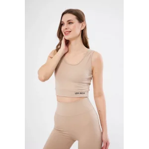 Arnay Kadın Fitilli Baskılı Crop - Bej