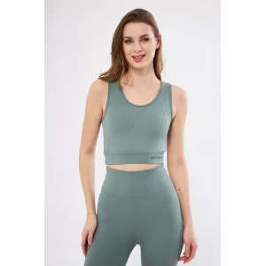 Arnay Kadın Fitilli Baskılı Crop - Buz Mavisi