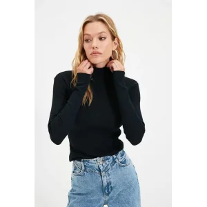 Arnay Kadın Kaşkorse Boğazlı Full Likralı Fitilli Body Kazak - Siyah