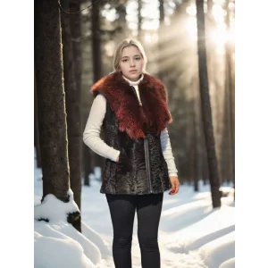 Arnay Kadın Kolsuz Hakiki Kürk - Siyah