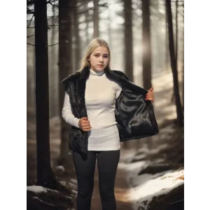 Arnay Kadın Kolsuz Hakiki Kürk - Siyah