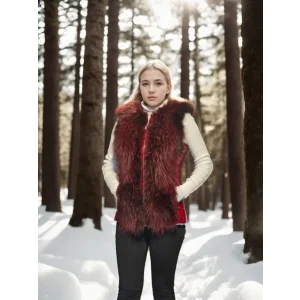 Arnay Kadın Kolsuz Hakiki Yelek - Fuşya