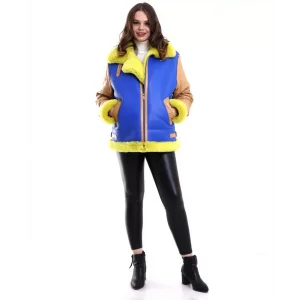 Arnay Kadın Koyun Derisi Pilot Hakiki Kürk - Sarı