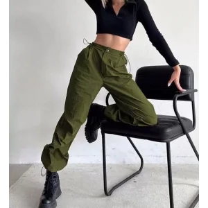 Arnay Kadın Paraşüt Kumaş Beli Lastikli Pantolon-haki