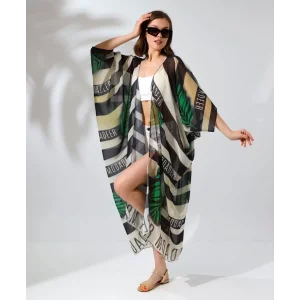 Arnay Kadın Rahat Kesim Kemerli Şifon Kimono - Yeşil