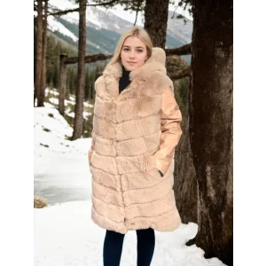 Arnay Kadın Suni Kürk Hakiki Deri - Somon