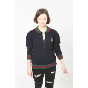 Arnay Kadın Tam Fermuarlı Triko Hırka - Lacivert