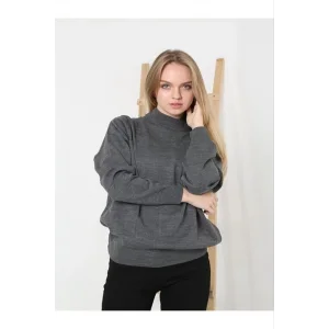 Arnay Kadın Yarım Balıkçı Yaka Triko Kazak - Füme