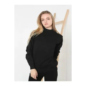 Arnay Kadın Yarım Balıkçı Yaka Triko Kazak - Siyah